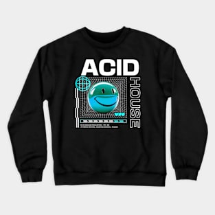 ACID HOUSE  - 3D Smiley (Blue/White) Crewneck Sweatshirt